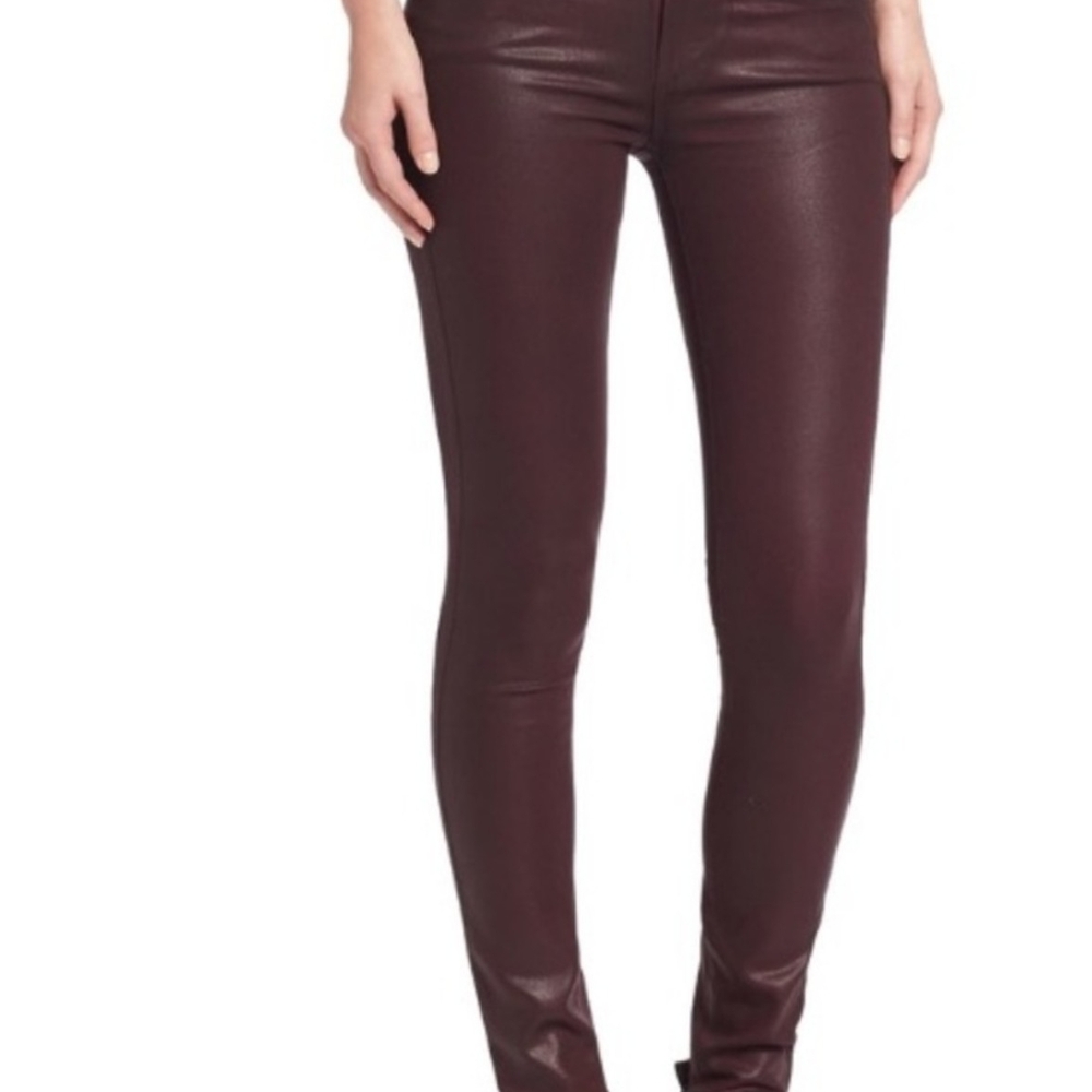 PAIGE Coated Verdugo Ultra Skinny Jeans- burgundy wine